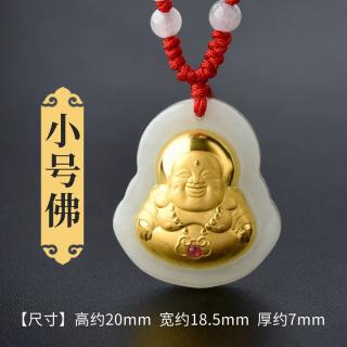 ticify金镶玉佛公吊坠和田玉弥勒佛玉坠宝宝佛挂件观音菩萨项链男女